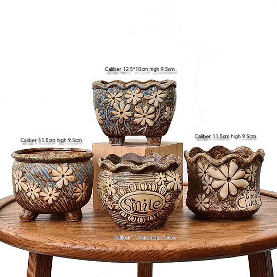 Succulent Flower Pot Ceramic Stoneware Simple Small Pot Plant