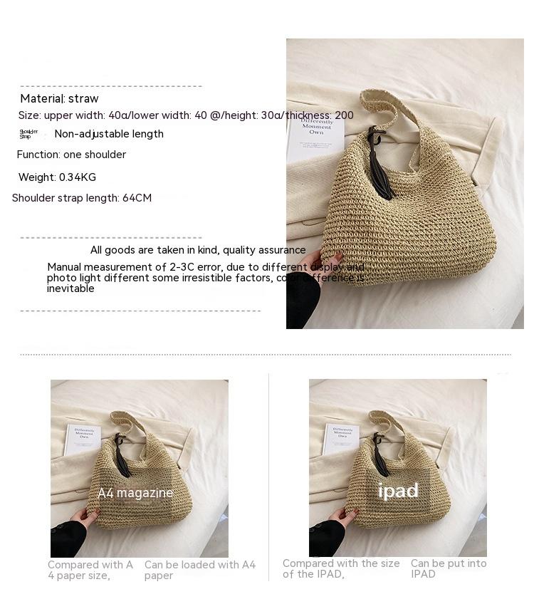Hand-woven Underarm Hand Carrying Straw Bag Easy Matching Large Capacity