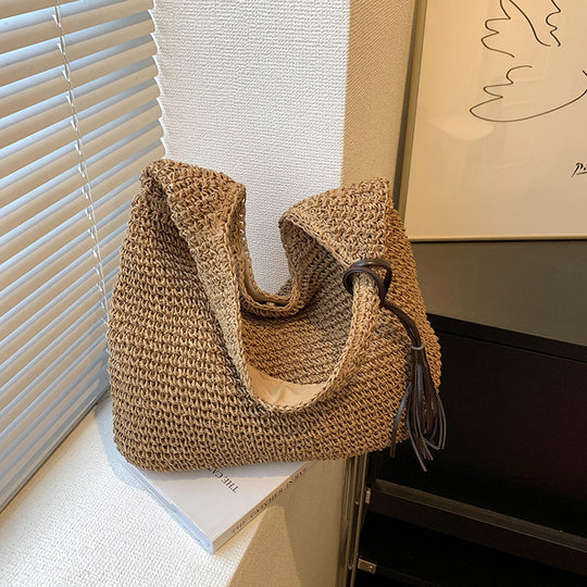 Hand-woven Underarm Hand Carrying Straw Bag Easy Matching Large Capacity