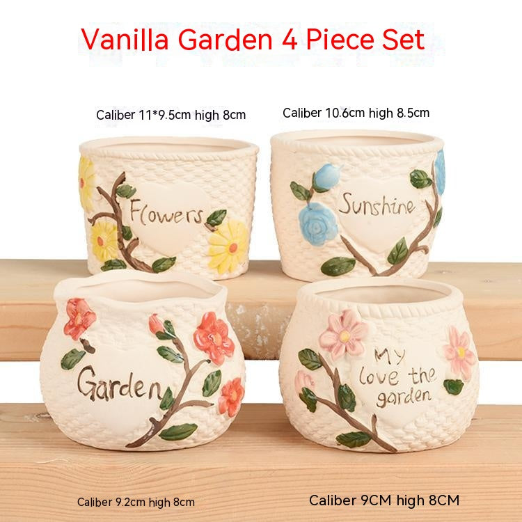 Succulent Flower Pot Ceramic Stoneware Simple Small Pot Plant