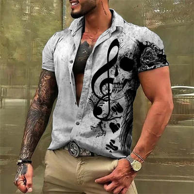 Men's Digital Printing Lapel Thin Japanese Shirt