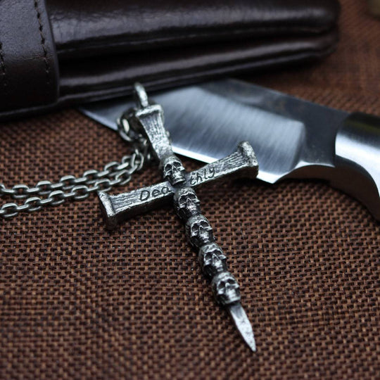 European And American Cross Skull Figure Men's Vintage Punk Style
