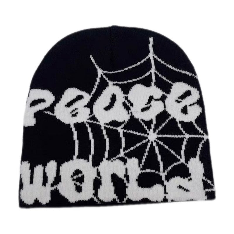 Hip Hop Warm Spider Web Letters Knitted Hat