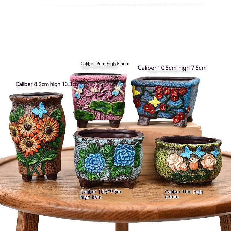 Succulent Flower Pot Ceramic Stoneware Simple Small Pot Plant