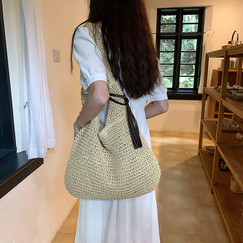 Hand-woven Underarm Hand Carrying Straw Bag Easy Matching Large Capacity