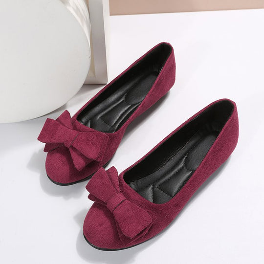 Rubber Plus Size Flat Casual Shoes Women Suede Bow Round Head Gommino - The General Ecommerce Store