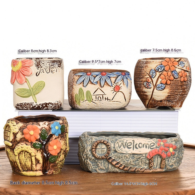 Succulent Flower Pot Ceramic Stoneware Simple Small Pot Plant
