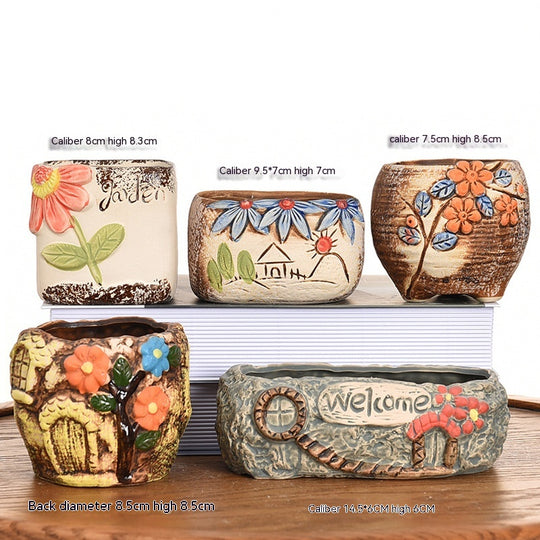 Succulent Flower Pot Ceramic Stoneware Simple Small Pot Plant