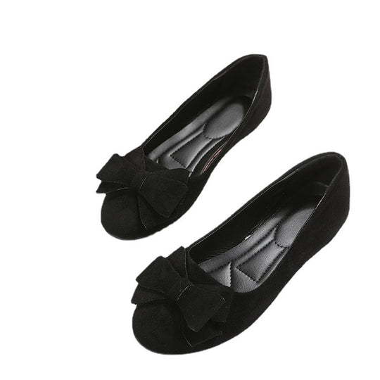 Rubber Plus Size Flat Casual Shoes Women Suede Bow Round Head Gommino - The General Ecommerce Store